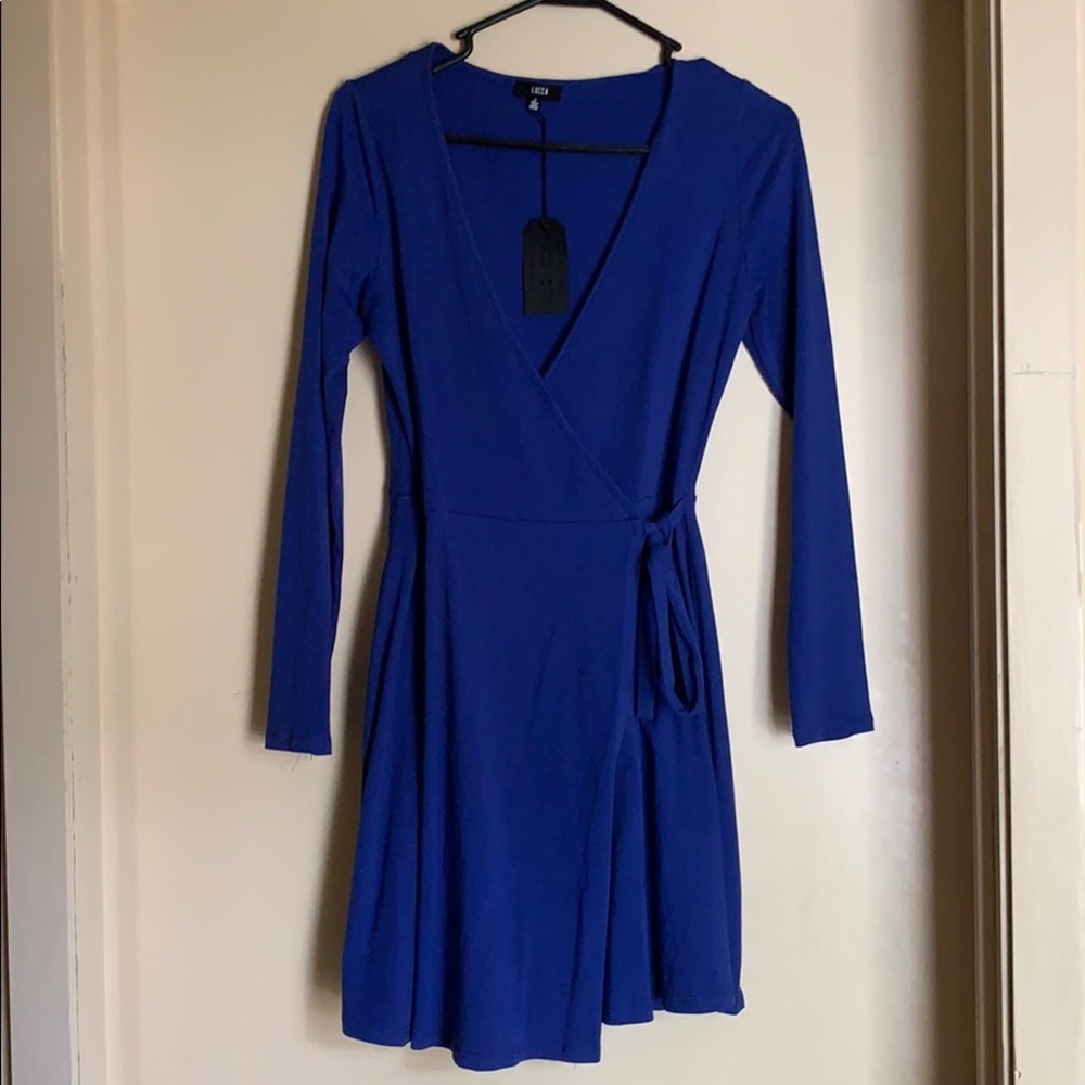 Royal blue wrap dress Lucca Los Angeles